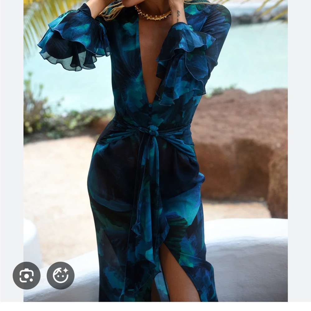 Rat & Boa Blue and Green Maxi Dress
